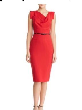 Elegant Black Halo Red Sheath Dress with Draped Neckline